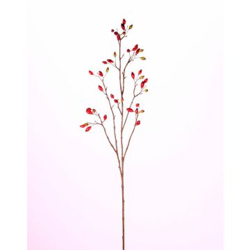 Decorative rosehip branch EDITH with fruits, red, 4ft/110cm Decorative rosehip branch EDITH with fruits, red, 4ft/110cm