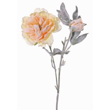 Silk peony MALINE, snow, salmon-yellow, 24"/60cm, Ø5.1"/13cm Silk peony MALINE, snow, salmon-yellow, 24"/60cm, Ø5.1"/13cm