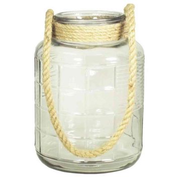 Candle glass ILONA with cord handle, cylinder/round, clear, 11"/28cm, Ø7"/17cm Candle glass ILONA with cord handle, cylinder/round, clear, 11"/28cm, Ø7"/17cm