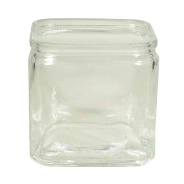 Tealight holder SEAN, cube/square, clear, 4"x4"x4"/10x10x10cm