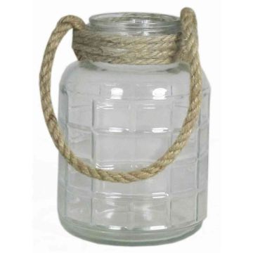 Lantern ILONA with cord handle, cylinder/round, clear, 9"/23cm, Ø6"/15,6cm Lantern ILONA with cord handle, cylinder/round, clear, 9"/23cm, Ø6"/15,6cm
