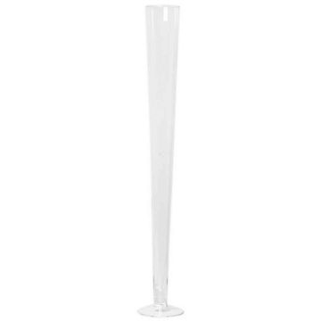 Floor vase WANJA with pedestal, funnel/round, clear, 31"/80cm, Ø4.3"/11cm
