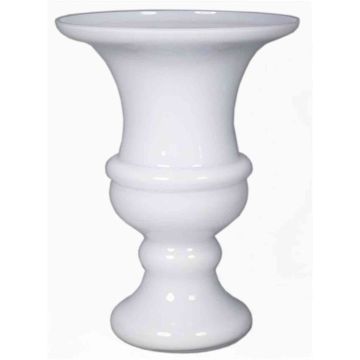 Flower vase SONJA with pedestal, funnel/round, white, 13"/34cm, Ø10"/25cm