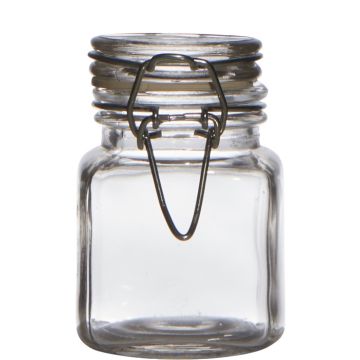 Mini preserving jar / spice jar POPPY with swing top, cylinder/round, clear, 3"/7,5cm, Ø2"/5cm