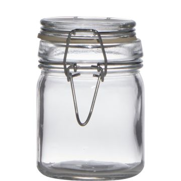 Mini preserving jar / spice jar POPPY with lid, cylinder/round, clear, 3.5"/9cm, Ø2.6"/6,5cm