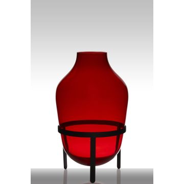 Floor vase of glass CAMILO on pedestal, conical/round, red, 20"/50cm, Ø11"/29cm