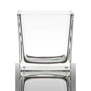 Flower pot KIM EARTH, cube/square, clear, 4.7"x4.7"x4.7"/12x12x12cm