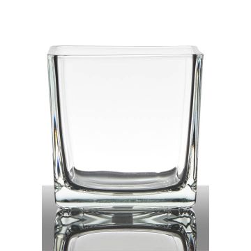 Flower pot KIM EARTH, cube/square, clear, 5.5"x5.5"x5.5"/14x14x14cm