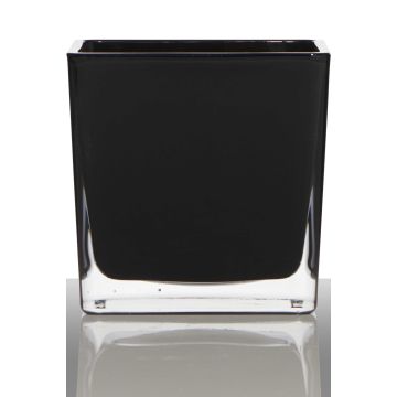 Flower pot KIM EARTH, cube/square, black, 4.7"x4.7"x4.7"/12x12x12cm