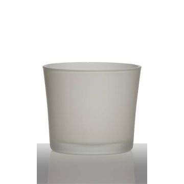 Flower pot ALENA FROST, cylinder/round, white matt, 4.9"/12,5cm, Ø5.7"/14,5cm