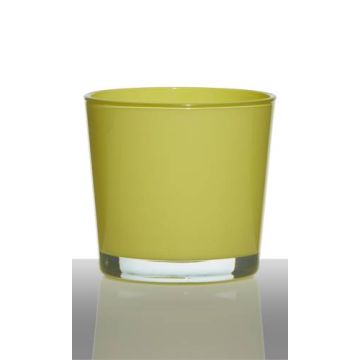 Flower pot ALENA, cylinder/round, yellow-green, 4.3"/11cm, Ø4.5"/11,5cm