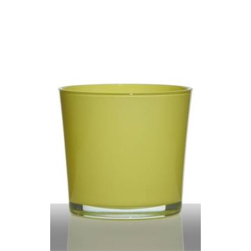 Flower pot ALENA, cylinder/round, yellow-green, 6"/16cm, Ø7"/17cm