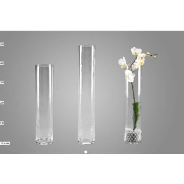 Flower vase SANYA EARTH, cylinder/round, clear, 20"/50cm, Ø3.5"/9cm