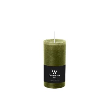 Pillar candle / Wax candle AURORA, olive green, 4.7"/12cm, Ø2.3"/5,8cm, 42h - Made in Germany Pillar candle / Wax candle AURORA, olive green, 4.7"/12cm, Ø2.3"/5,8cm, 42h - Made in Germany
