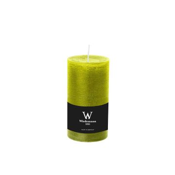 Pillar candle / Wax candle AURORA, apple green, 5.1"/13cm, Ø2.7"/6,8cm, 54h - Made in Germany