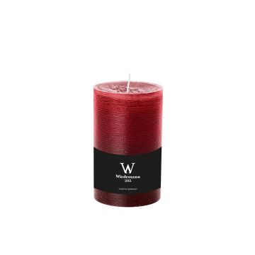 Pillar candle / Wax candle AURORA, bordeaux, 5.1"/13cm, Ø7,8cm, 63h - Made in Germany