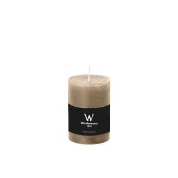Pillar candle / Wax candle AURORA, beige, 5.5"/14cm, Ø 3.9"/9,8cm, 100h - Made in Germany