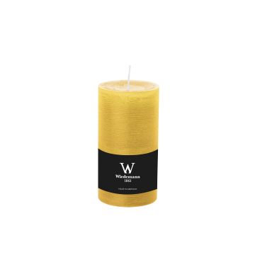 Pillar candle / Wax candle AURORA, yellow, 7.5"/19cm, Ø 3.9"/9,8cm, 155h - Made in Germany