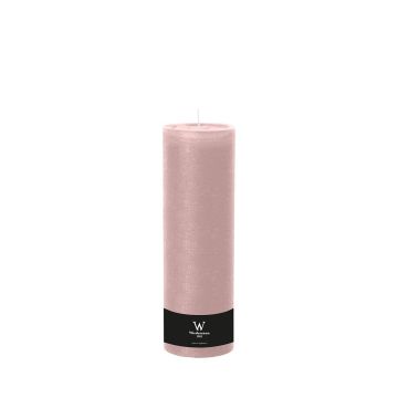 Pillar candle / Wax candle AURORA, light pink, 12"/30cm, Ø 3.9"/9,8cm, 200h - Made in Germany