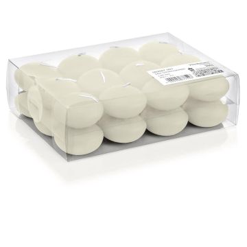 Set of 24 floating candles / Tea lights ORNELLA, ivory, Ø 1.8"/4,5cm, 4h