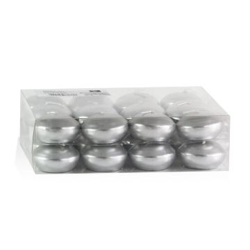 Set of 24 floating candles / tea lights ORNELLA, silver, 1.1"/2.8cm, Ø1.8"/4.5cm, 4h Set of 24 floating candles / tea lights ORNELLA, silver, 1.1"/2.8cm, Ø1.8"/4.5cm, 4h