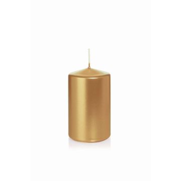 Christmas candle / Pillar candle ROSELLA, gold, 4"/10cm, Ø2.4"/6cm, 33h - Made in Germany