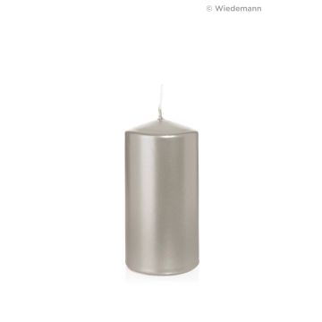 Christmas candle / Pillar candle ROSELLA, silver, 4.7"/12cm, Ø2.4"/6cm, 40h - Made in Germany Christmas candle / Pillar candle ROSELLA, silver, 4.7"/12cm, Ø2.4"/6cm, 40h - Made in Germany