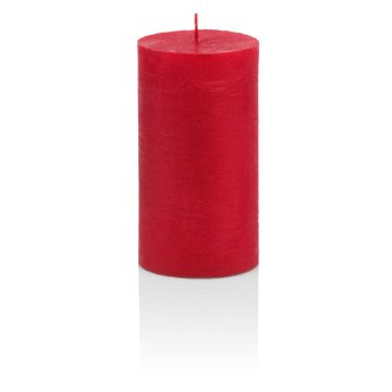 Block candle / Christmas candle MATHILDA, ruby red, 4"/10cm, Ø2.7"/6,8cm, 45h - Made in Germany