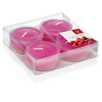 Set of 4 maxi tea lights / Scented tea lights ASTRID, pink, 0.7"/1,9cm, Ø 2.2"/5,7cm, 8h