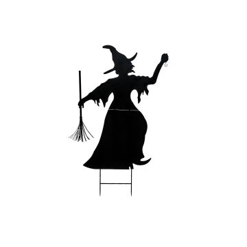 Halloween decorative figure: SPOOKY WITCH witch silhouette, metal, black, 150cm