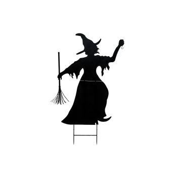 Halloween decorative figure: SPOOKY WITCH witch silhouette, metal, black, 5ft/150cm Halloween decorative figure: SPOOKY WITCH witch silhouette, metal, black, 5ft/150cm