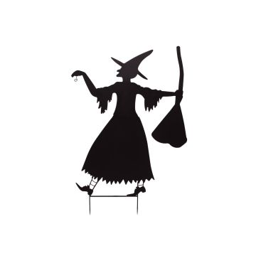 Halloween decorative figure: SPOOKY WITCH silhouette, metal, black, 140cm