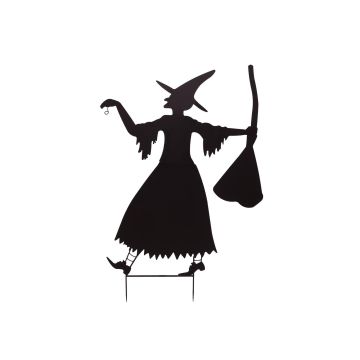 Halloween decorative figure: SPOOKY WITCH silhouette, metal, black, 5ft/140cm Halloween decorative figure: SPOOKY WITCH silhouette, metal, black, 5ft/140cm
