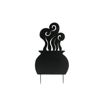 Halloween decorative figure, silhouette witch’s cauldron SPOOKY CAULDRON, metal, black, 83cm
