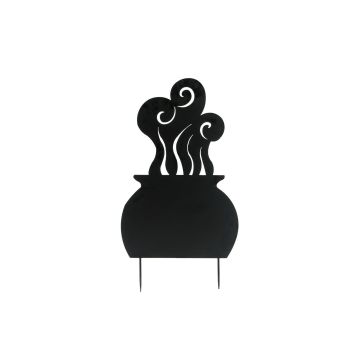 Halloween decorative figure, silhouette witch's cauldron SPOOKY CAULDRON, metal, black, 33"/83cm Halloween decorative figure, silhouette witch's cauldron SPOOKY CAULDRON, metal, black, 33"/83cm