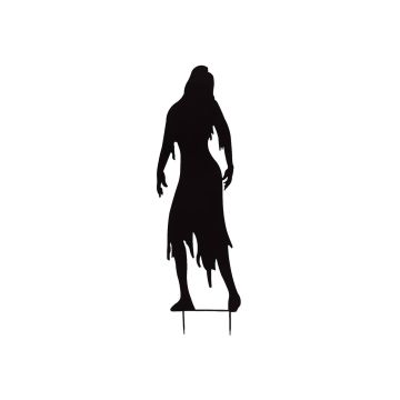 Halloween decorative figure, silhouette woman, SPOOKY ZOMBIE, metal, black, 135cm