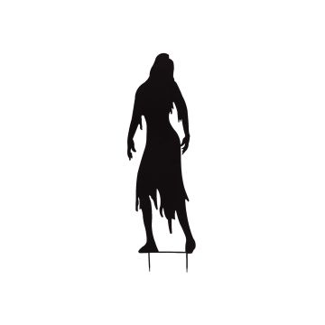 Halloween decorative figure, silhouette woman, SPOOKY ZOMBIE, metal, black, 4ft/135cm Halloween decorative figure, silhouette woman, SPOOKY ZOMBIE, metal, black, 4ft/135cm