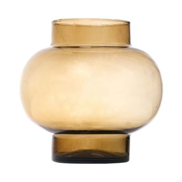 Spherical glass vase RAINIERO, recycled, orange-brown-clear, 26cm, Ø26cm