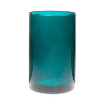 Glass cylinder vase SANYA EARTH, cyan blue-clear, 21cm, Ø14cm