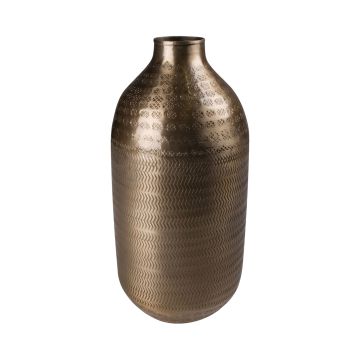 Decorative metal bottle vase SOLANYI, patterned, gold, 33cm, Ø15cm