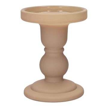 Glass pillar candle holder KLEOFINA, with base, mat beige, 4.3"/11cm, Ø3.3"/8.5cm Glass pillar candle holder KLEOFINA, with base, mat beige, 4.3"/11cm, Ø3.3"/8.5cm