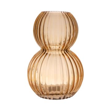 Table glass vase TABLITO with grooves, orange-brown-clear, 22cm, Ø15cm