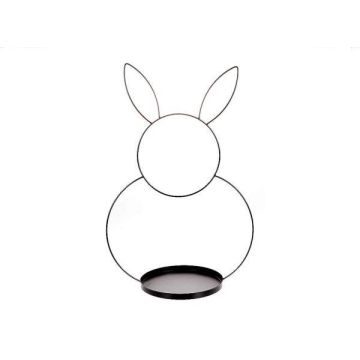 Metal ring bunny FLIPPY with tray as foot, black, 26"/65cm, Ø17"/43cm Metal ring bunny FLIPPY with tray as foot, black, 26"/65cm, Ø17"/43cm