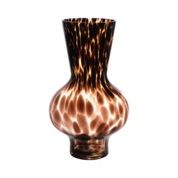 Bellied glass vase RUSSELL, leopard pattern, brown-clear, 30cm, Ø18cm