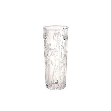 Glass vase TIFFA with tulip motif, transparent, 10"/25cm, Ø4"/10cm