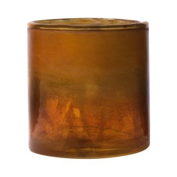 Maxi tealight jar RIGOBERTO, gold at the top, orange-brown-clear, 10cm, Ø10cm
