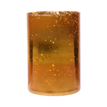 Glass table vase RIGOBERTO, gold in the middle, orange-brown-clear, 15cm, Ø10cm