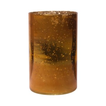 Glass table vase RIGOBERTO, gold in the middle, orange-brown-clear, 20cm, Ø12,5cm