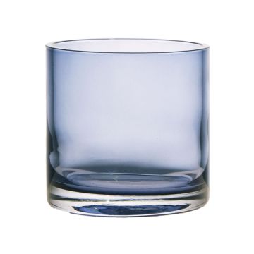 Candle glass SANSA EARTH, blue-clear, 11cm, Ø11,5cm