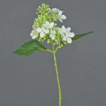 Fake flower hydrangea CHABY, white-green, 12"/30cm, Ø 3.5"/9cm